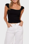 Matty M . Eva Cap Sleeve Top In Black
