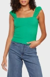 Matty M . Eva Cap Sleeve Top In Green