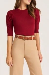 Matty M . Everly Rib Short Sleeve Sweater In Red