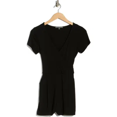 Matty M . Faux Wrap Romper In Black