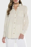 Matty M . Fletcher Long Sleeve Button Front Shirt In Neutral