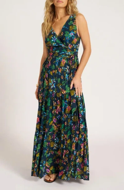 Matty M . Floral Print Sleeveless Maxi Dress In Multi