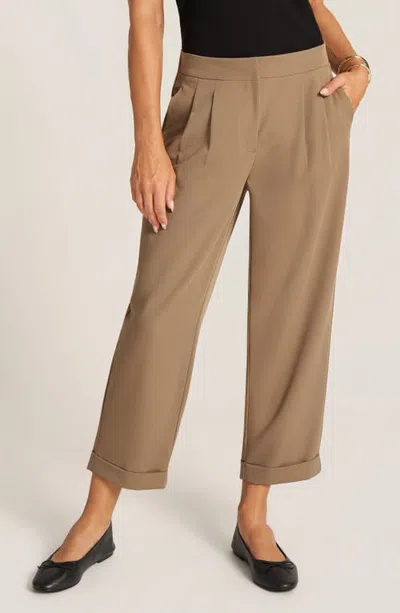 Matty M . Fox Cuffed Pleated Trousers In Toast