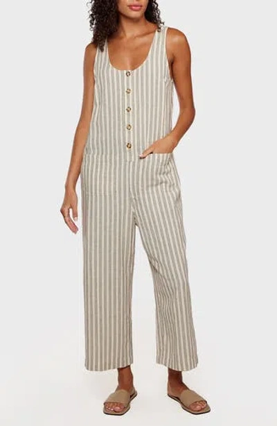 Matty M . Francis Straight Leg Linen Blend Jumpsuit In Gray