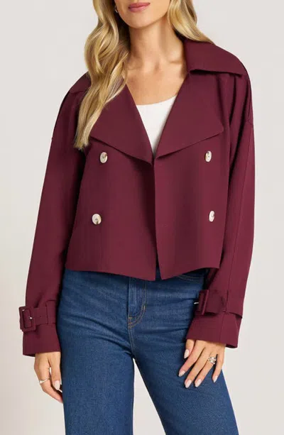 Matty M . Grayson Crop Trench Coat In Oxblood
