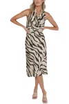 Matty M Grotto Cowl Neck Dress In Olive Print In Multi