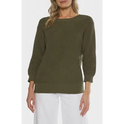 Matty M Hancock Pointelle Sweater In Green