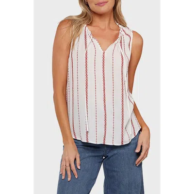 Matty M . Hannah Split Neck Tank Top In White