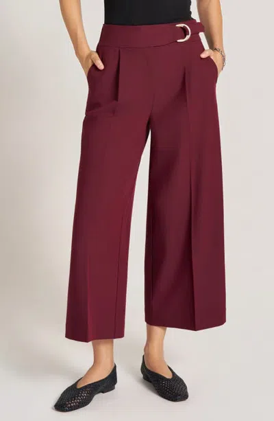 Matty M . Hawthorn Pleated Crop Wide Leg Pants In Oxblood