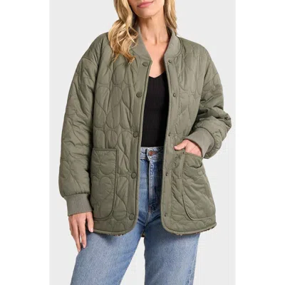Matty M Heart Quilted Bomber Jacket In Green