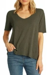 Matty M . High-low Slub T-shirt In Green