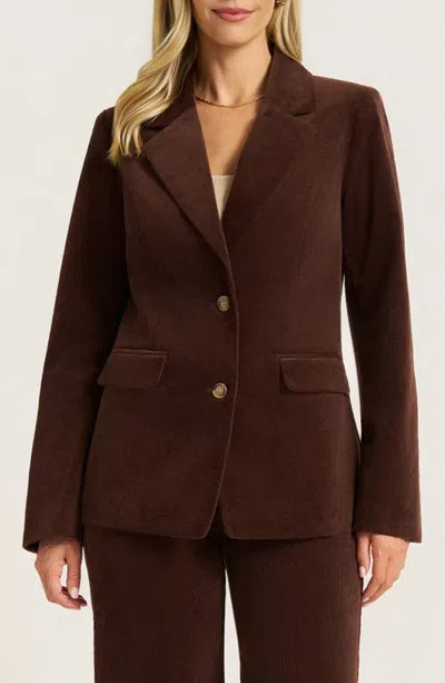 Matty M . Jessie Button Front Corduroy Blazer In Dark Brown