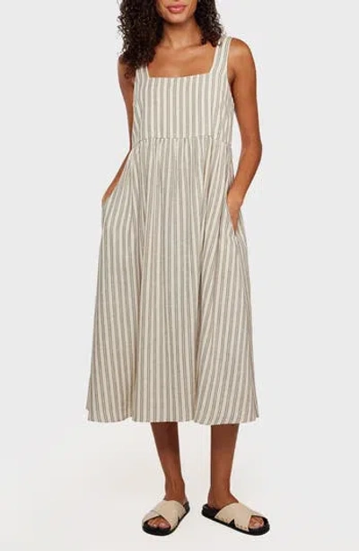 Matty M . Jordyn Linen Blend Midi Sundress In Gray