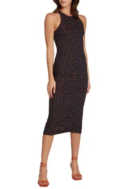 Matty M . Kaia Animal Print Midi Dress In Brown