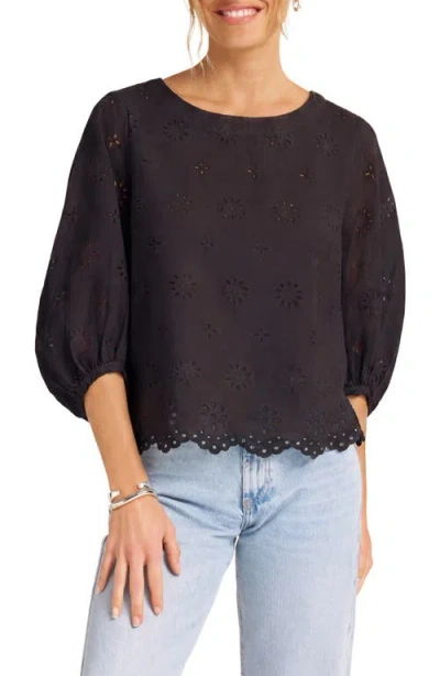 Matty M . Kashira Eyelet Puff Sleeve Top In Multi