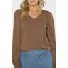 Matty M . Katy V-neck Top In Brown