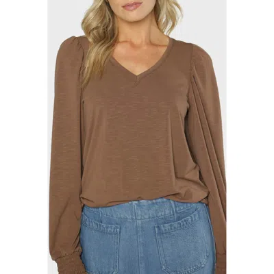Matty M . Katy V-neck Top In Brown