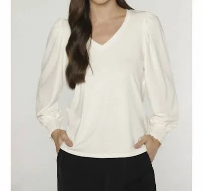 Matty M Katy V Neck Top In Ivory In White