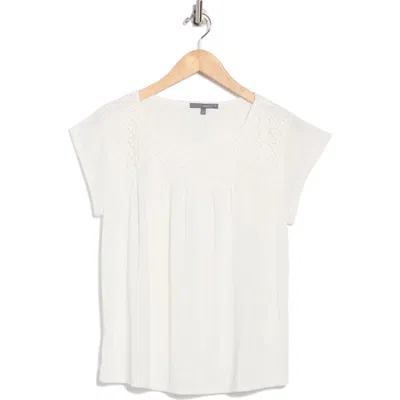Matty M . Lace Yoke Knit Top In White