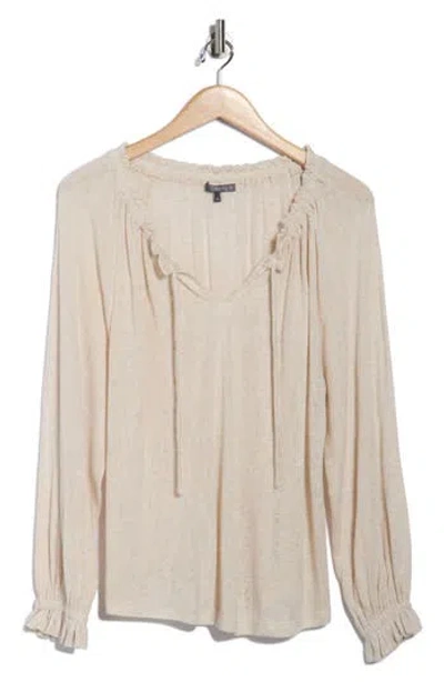 Matty M . Long Sleeve Peasant Top In Brown