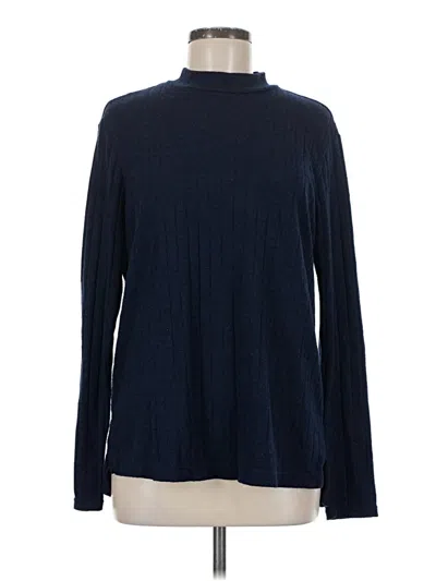 Pre-owned Matty M Long Sleeve Top Blue Turtleneck Tops