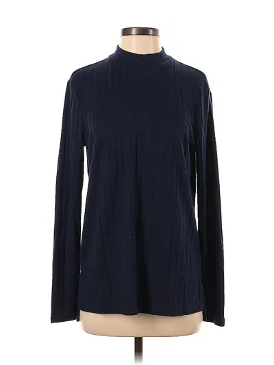 Pre-owned Matty M Long Sleeve Top Blue Turtleneck Tops