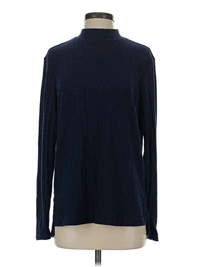 Pre-owned Matty M Long Sleeve Top Blue Turtleneck Tops