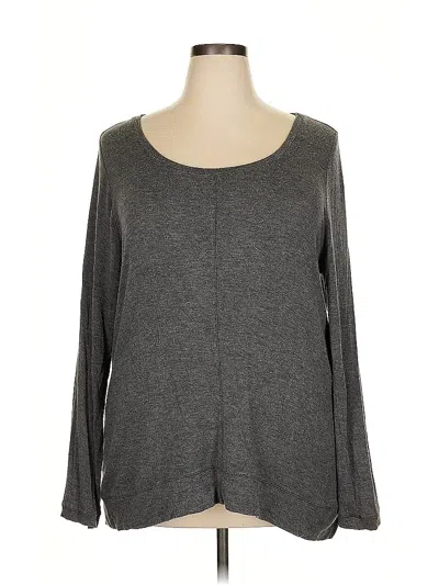 Pre-owned Matty M Long Sleeve Top Gray Scoop Neck Tops