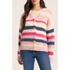 Matty M . Lucca Stripe Cardigan In Pink