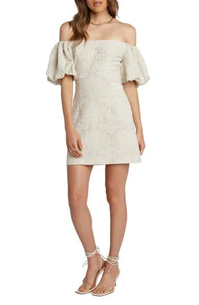 Matty M . Lucia Off The Shoulder Cotton & Linen Dress In Gray