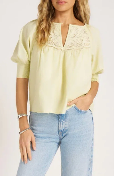 Matty M . Luma Puff Sleeve Woven Shirt In Green