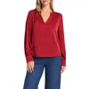 Matty M . Lune Split Neck Popover Top In Red