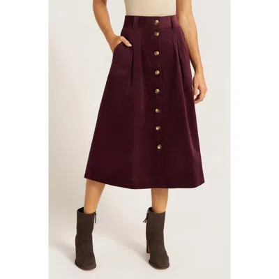 Matty M . Marlowe Corduroy Midi Skirt In Fig