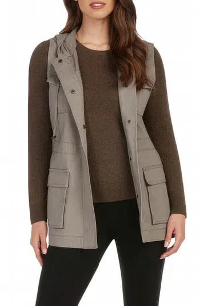 Matty M .  Hooded Military Vest In Brown