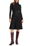 Matty M . Mock Neck Long Sleeve Dress In Black