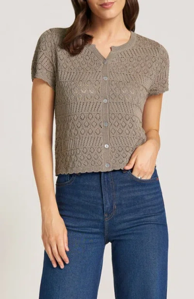 Matty M . Orla Short Sleeve Cardigan In Brown