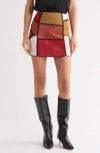 Matty M . Patchwork Miniskirt In Brown