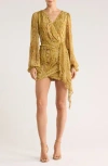 Matty M . Piper Long Sleeve Minidress In Yellow