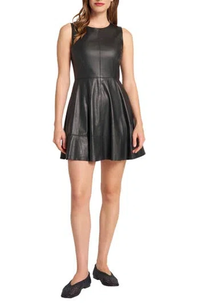 Matty M . Princess Seam Faux Leather Dress In Black