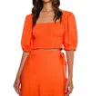 Matty M Puff Sleeve Crop Top In Tangerine In Orange