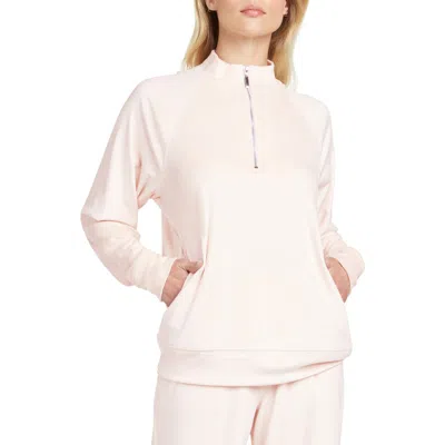 Matty M . Raglan Sleeve Half Zip Pullover In Pink