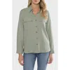 Matty M . Raye Long Sleeve Utility Shirt In Green