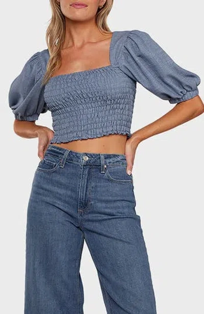 Matty M . Reese Smocked Crop Top In Blue