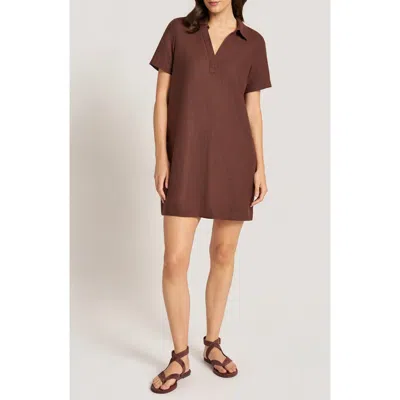 Matty M . Sable Linen Blend Popover Dress In Brown