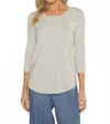 Matty M Sammie Three Quarter Sleeve Top In Gray