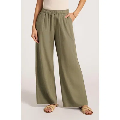 Matty M . Seraphine Wide Leg Linen Blend Pants In Green