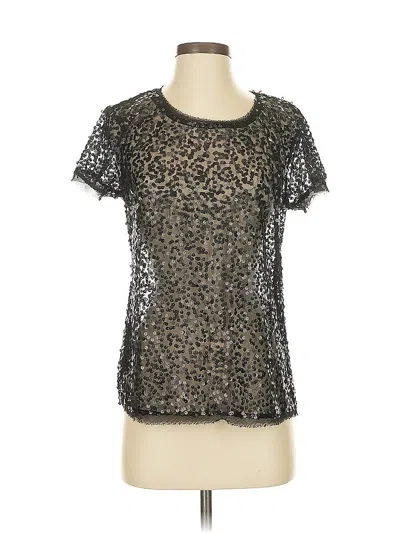 Pre-owned Matty M Short Sleeve Top Black Metallic Pattern Crew Neck Tops