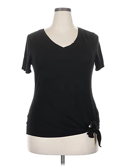 Pre-owned Matty M Short Sleeve Top Black V Neck Tops