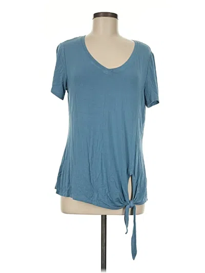 Pre-owned Matty M Short Sleeve Top Teal Keyhole Neckline Tops