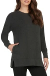 Matty M . Side Pocket Tunic Sweatshirt In Gray